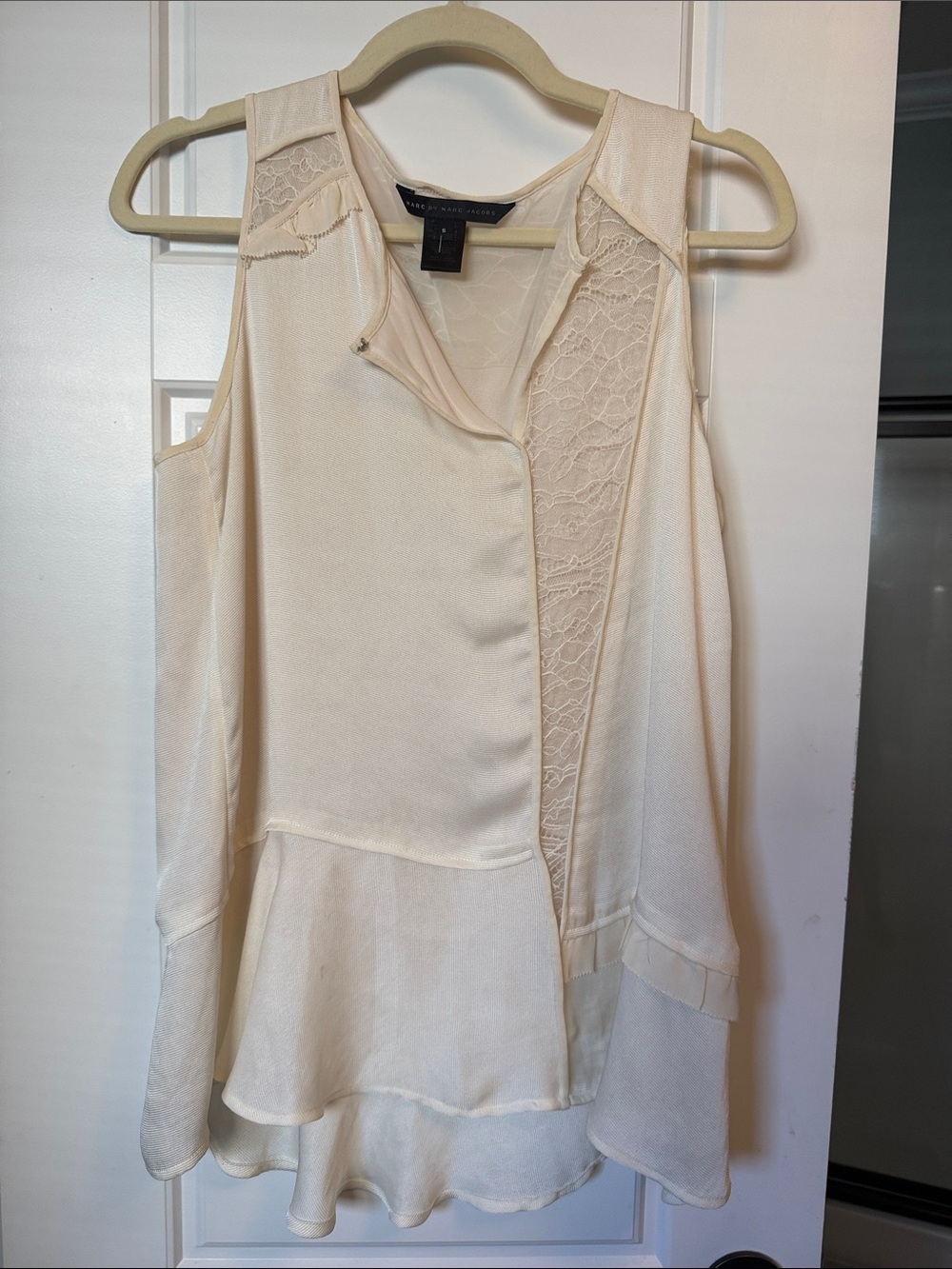 Marc by Marc Jacobs Cream Lace-Panel Sleeveless Camisole